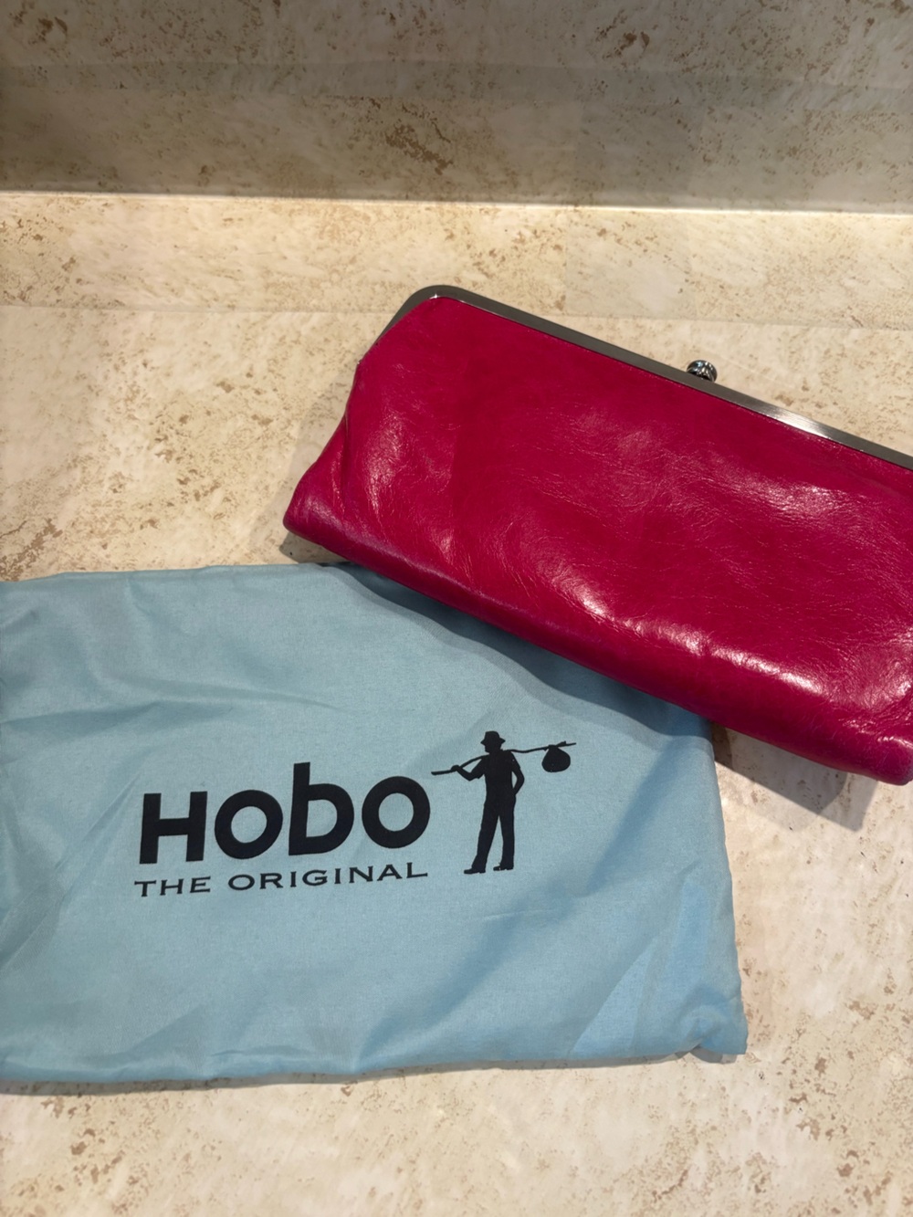 HOBO Hot Pink Leather Frame Clutch